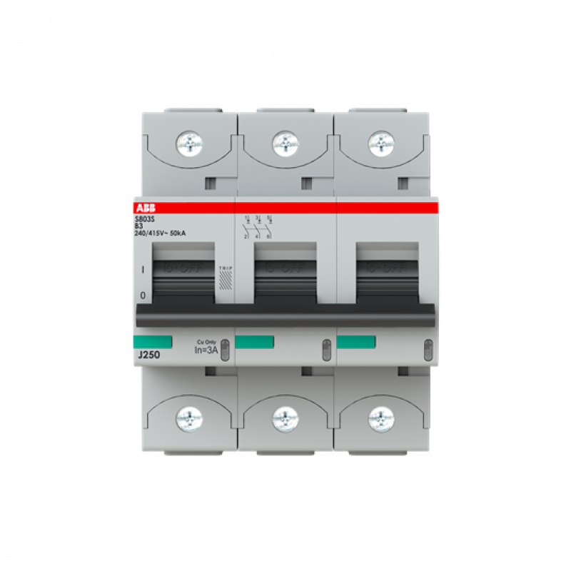 ABB S803S-B3 Hochleistungs-Sicherungsautomat 3A, B, 400 V AC=Icu 50kA, 690 V AC=Icu6kA, 3P