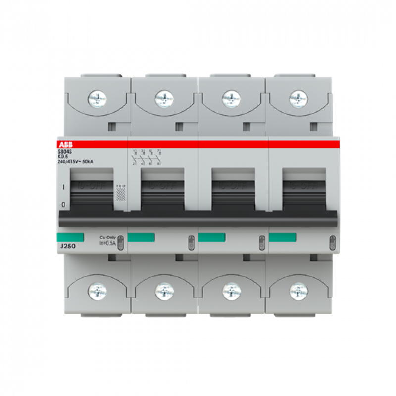 ABB S804S-K0.5 Hochleistungs-Sicherungsautomat 0.5A, K, 400 V AC=Icu 50kA, 690 V AC=Icu6kA, 4P