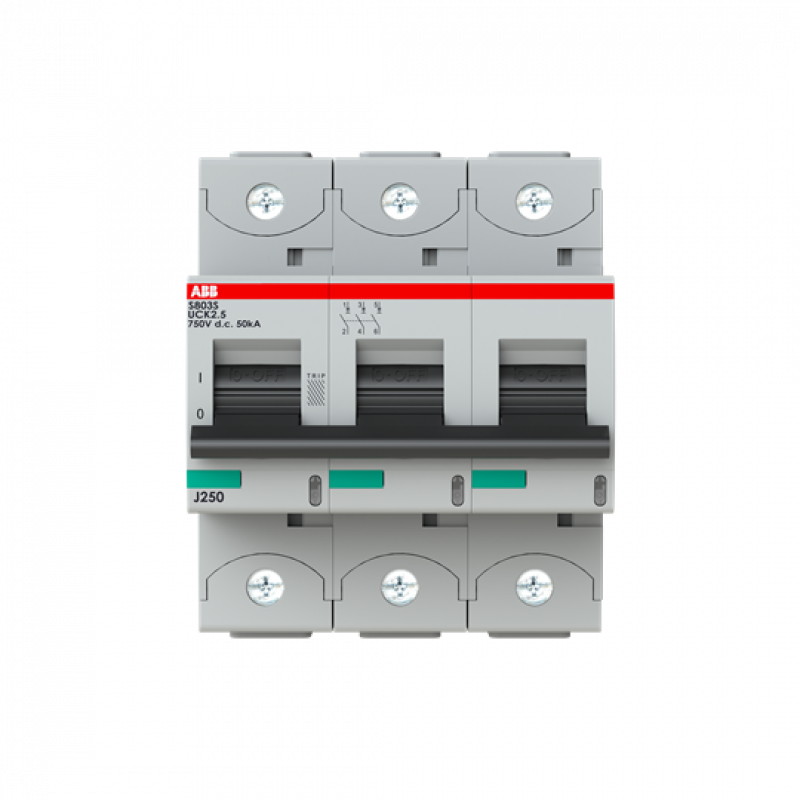 ABB S803S-UCK2.5 Hochleistungs-Sicherungsautomat 2.5A, K, 750VDC=Icu 50kA, 3P
