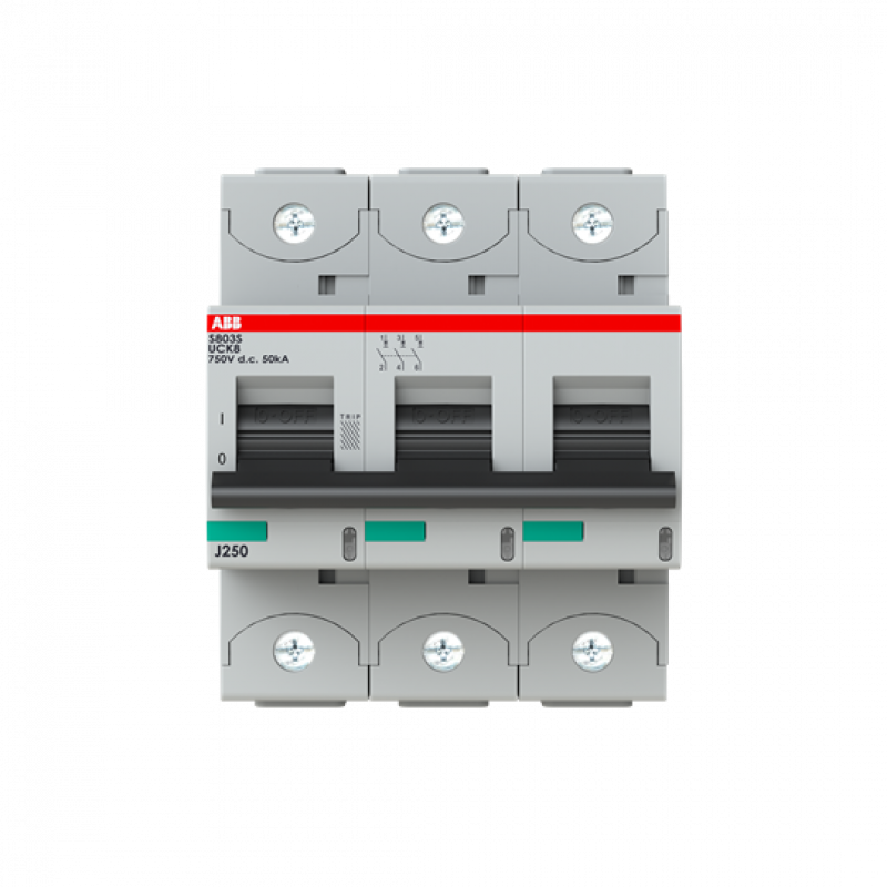 ABB S803S-UCK8 Hochleistungs-Sicherungsautomat 8A, K, 750VDC=Icu 50kA, 3P
