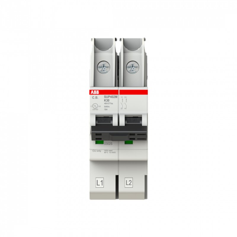ABB SUP402M-K30 Sicherungsautomat K-Char., SMISSLINE steckbar Typ K, 30 A, 10 kA, 2P, UL489