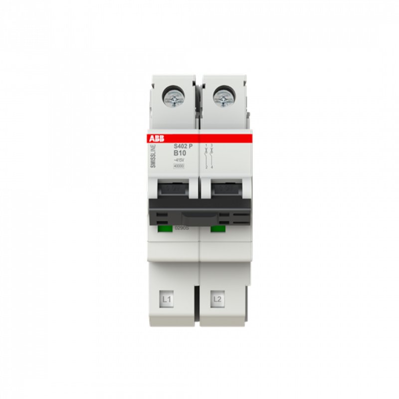 ABB S402P-B10 Sicherungsautomat B-Char., 10 A, 40 kA, 2P, steckbar