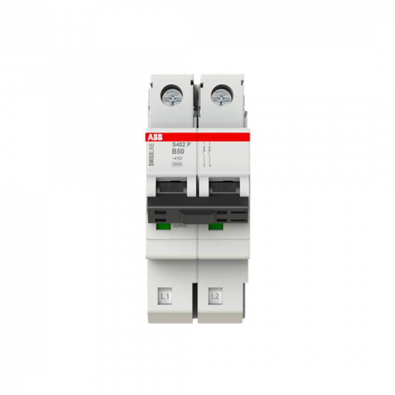 ABB S402P-B50 Sicherungsautomat B-Char., 50 A, 40 kA, 2P, steckbar