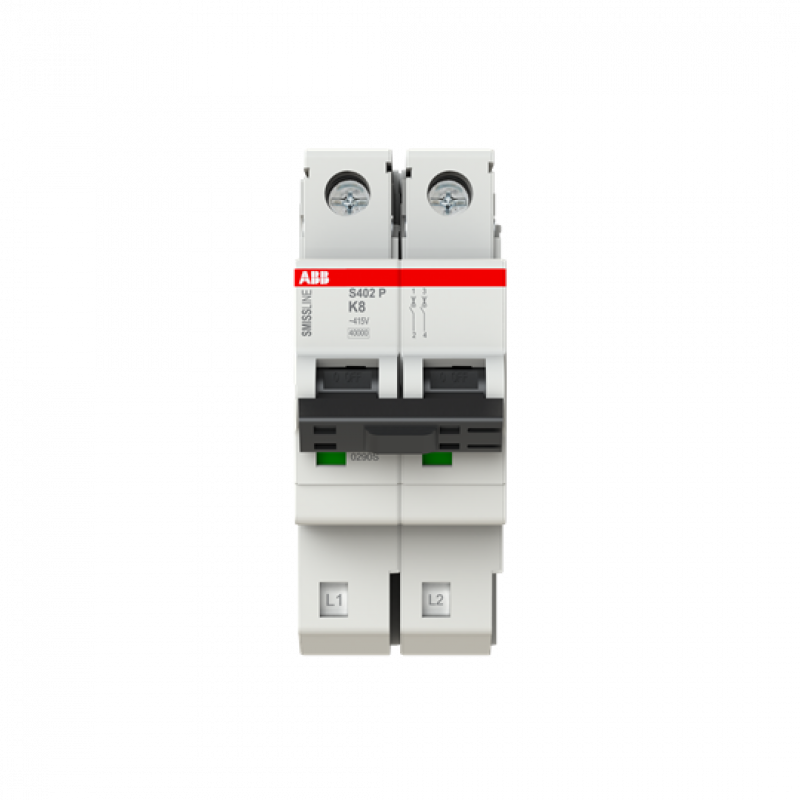 ABB S402P-K8 Sicherungsautomat K-Char., 8 A, 40 kA, 2P, steckbar