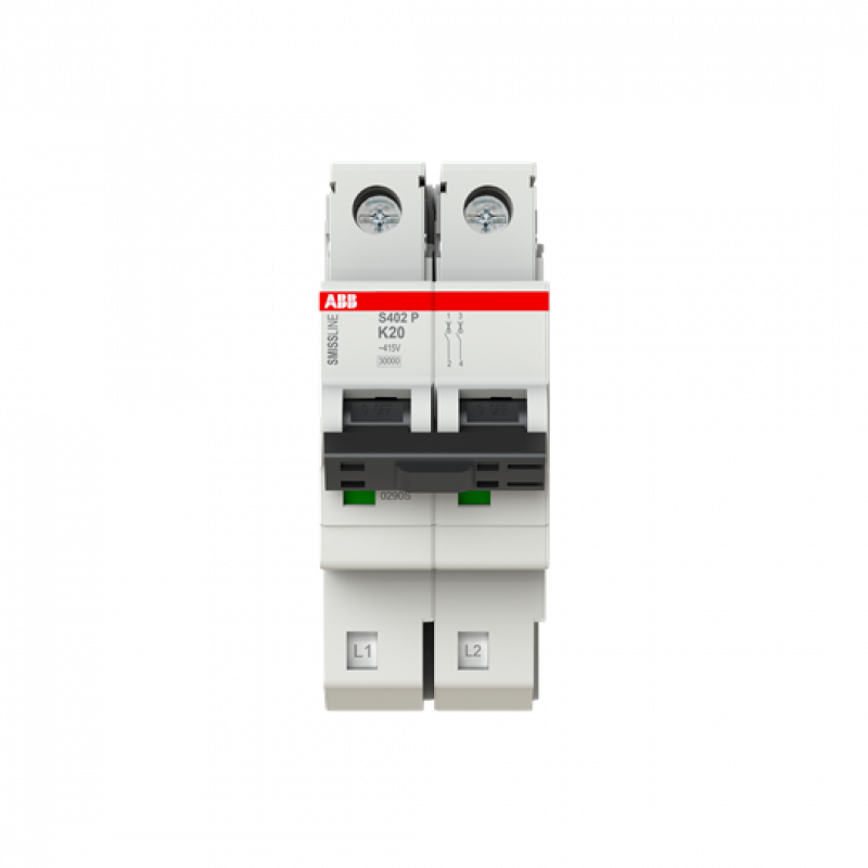 ABB S402P-K20 Sicherungsautomat K-Char., 20 A, 40 kA, 2P, steckbar