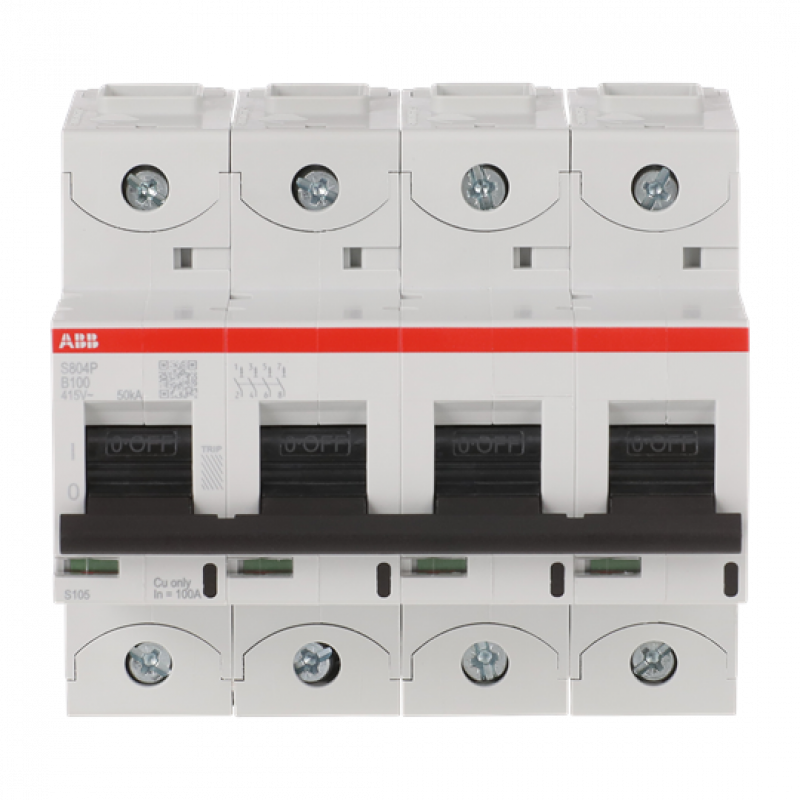 ABB S804P-B100 Hochleistungs-Sicherungsautomat 100A, B-Char., Icu=50kA 240/415V AC, 4P