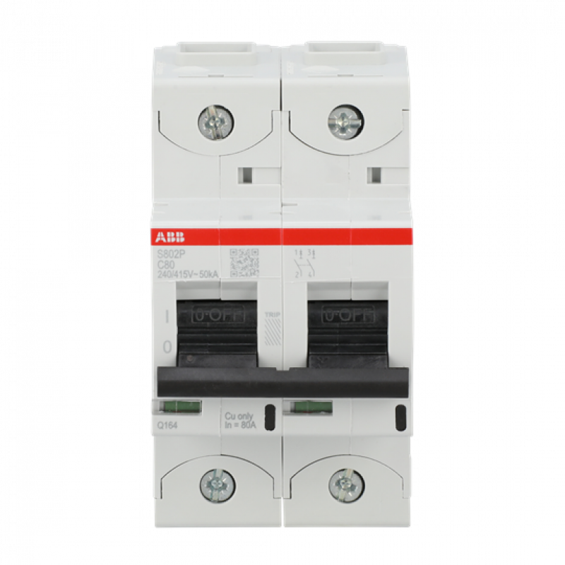 ABB S802P-C80 Hochleistungs-Sicherungsautomat 80A, C-Char., Icu=50 kA 240/415V AC, 2P