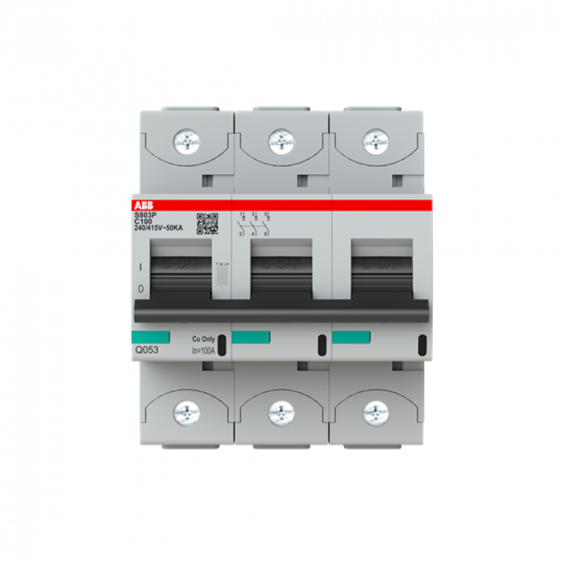 ABB S803P-C100 Hochleistungs-Sicherungsautomat 100A, C-Char., Icu=50kA 240/415V AC, 3P