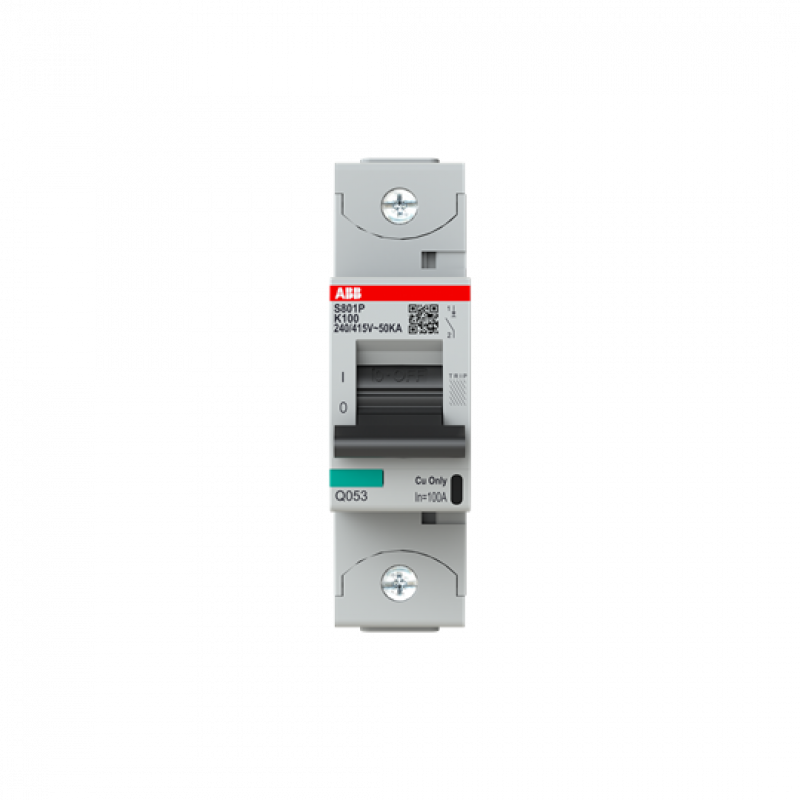 ABB S801P-K100 Hochleistungs-Sicherungsautomat 100A, K-Char., Icu=50 kA 240/415V AC, 1P