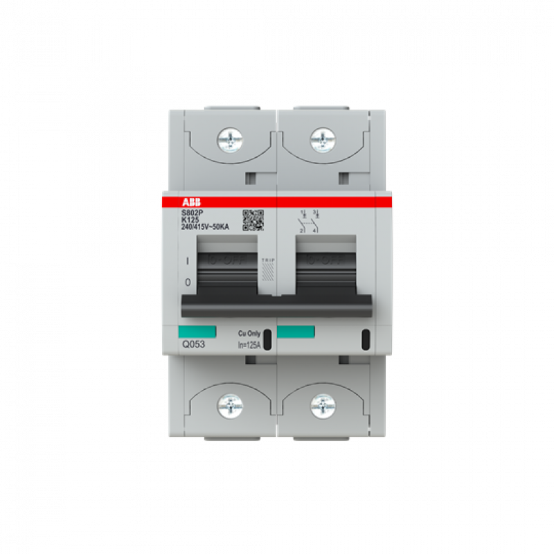 ABB S802P-K125 Hochleistungs-Sicherungsautomat 125A, K-Char., Icu=50 kA 240/415V AC, 2P