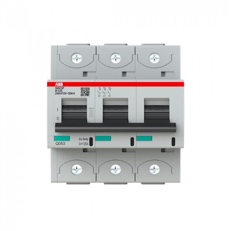 ABB S803P-K125 Hochleistungs-Sicherungsautomat 125A, K-Char., Icu=50kA 240/415V AC, 3P