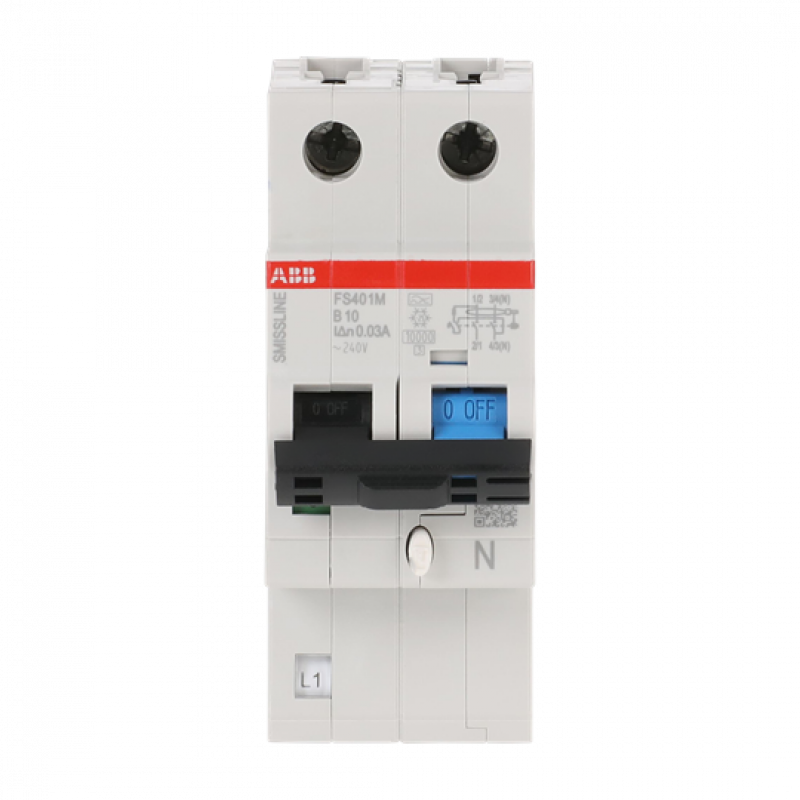 ABB FS401M-B10/0.03 FI/LS-Schalter 1P+N, 10 kA, B-Charak., 10 A, 30 mA Typ A SMISSLINE TP