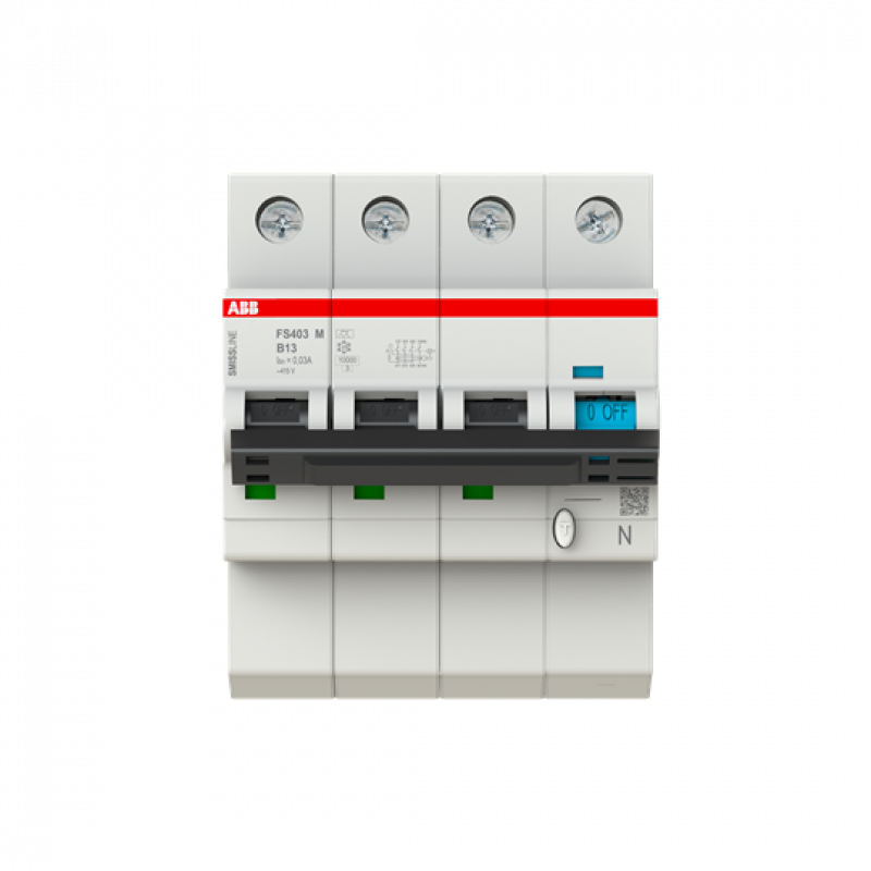 ABB FS403M-B13/0.03 FI/LS-Schalter 3P+N, 10 kA, B-Charak., 13 A, 30 mA Typ A SMISSLINE TP