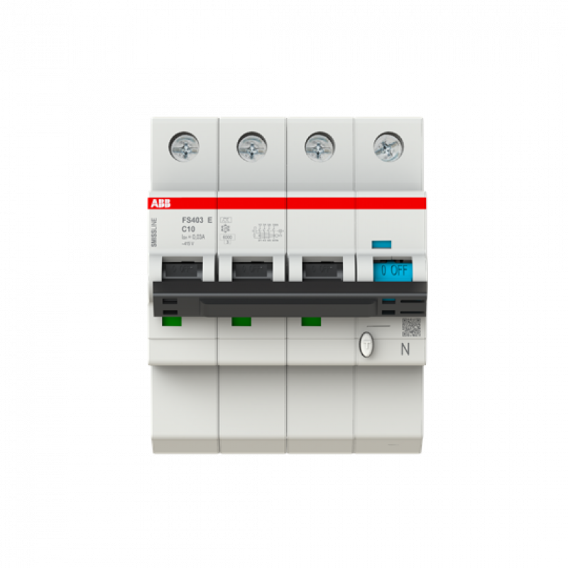 ABB FS403E-C10/0.03 FI/LS-Schalter 3P+N, 6 kA, C-Charak., 10 A, 30 mA Typ A SMISSLINE TP