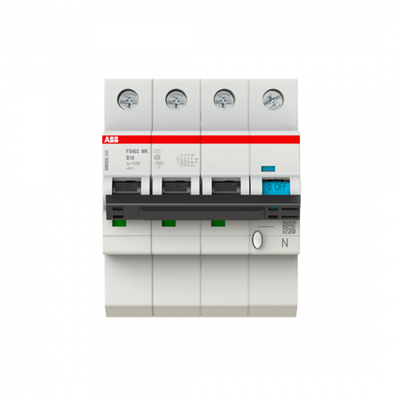 ABB FS403MK-B16/0.03 FI/LS-Schalter 3P+N, 10 A, B-Charak., 16A, 30 mA Typ F SMISSLINE TP