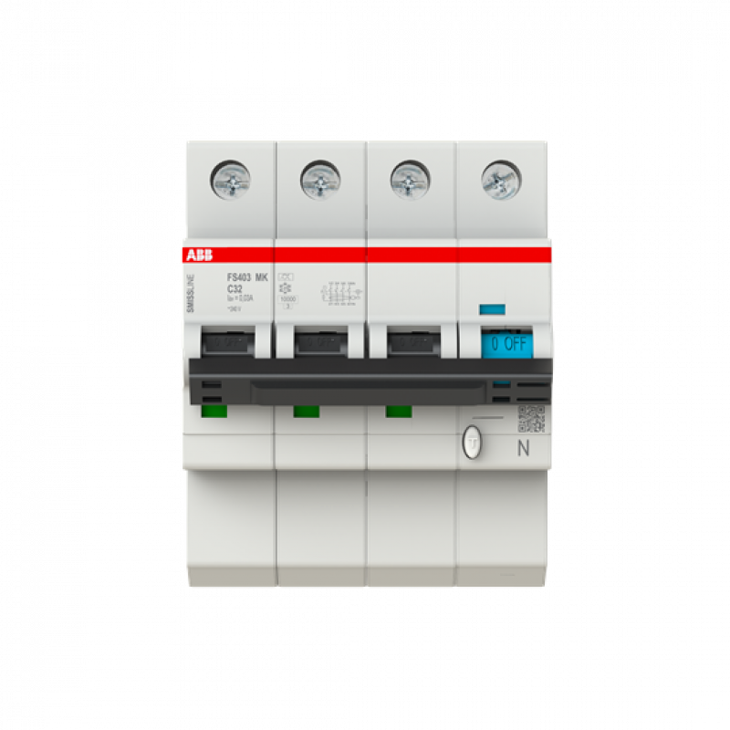 ABB FS403MK-C32/0.03 FI/LS-Schalter 3P+N, 10 A, C-Charak., 32 A, 30 mA Typ F SMISSLINE TP