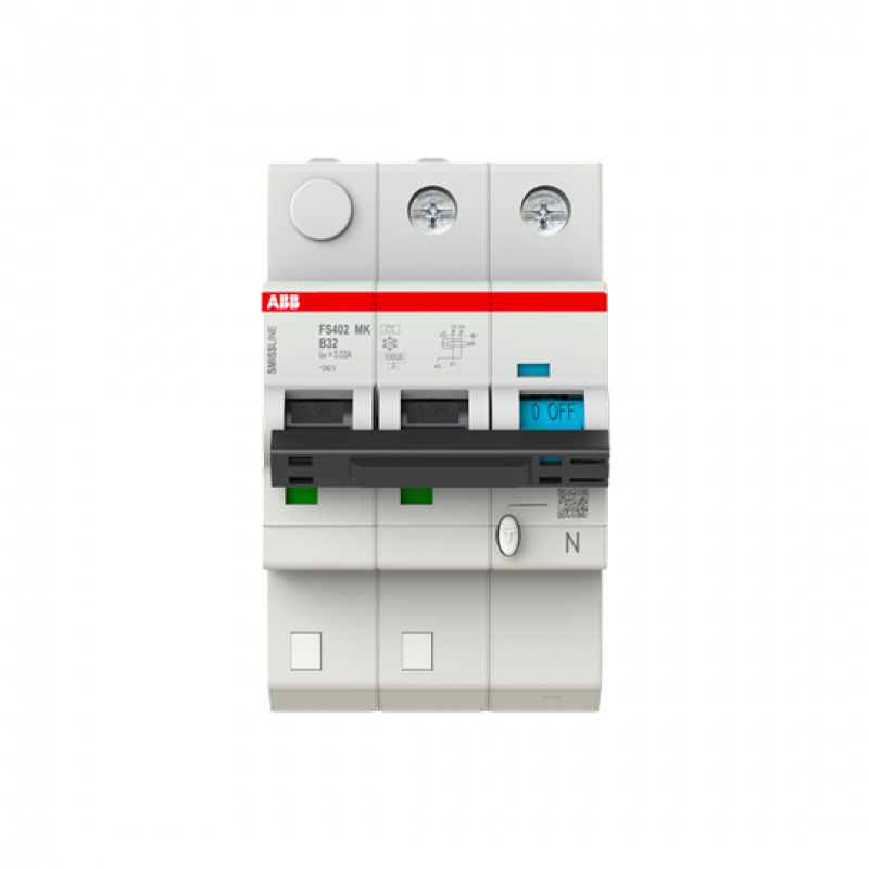 ABB FS402MK-B32/0.03 FI/LS-Schalter 2P+N, 10 A, B-Charak., 32 A, 30 mA Typ F SMISSLINE TP