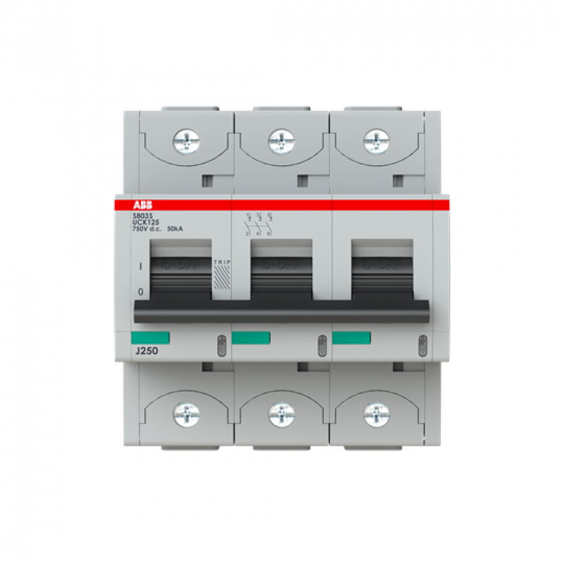 ABB S803S-UCK125 Hochleistungs-Sicherungsautomat 125 A, K, 750V DC=Icu 50 kA, 3P