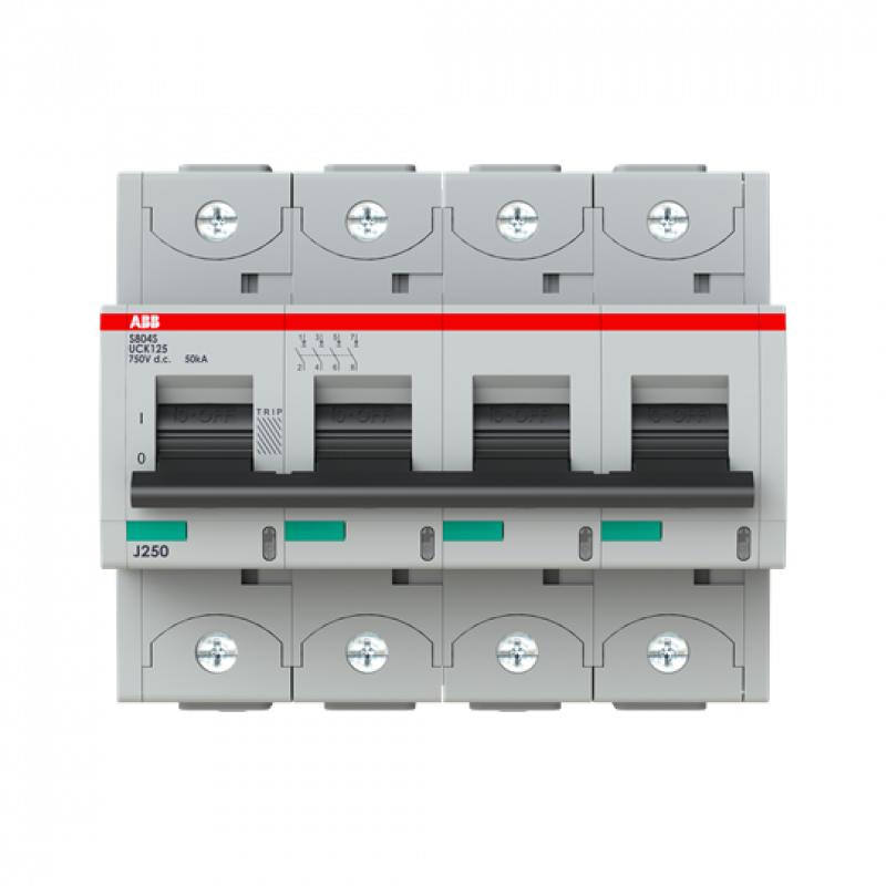 ABB S804S-UCK125 Hochleistungs-Sicherungsautomat 125 A, K, 750V DC=Icu 50 kA, 4P