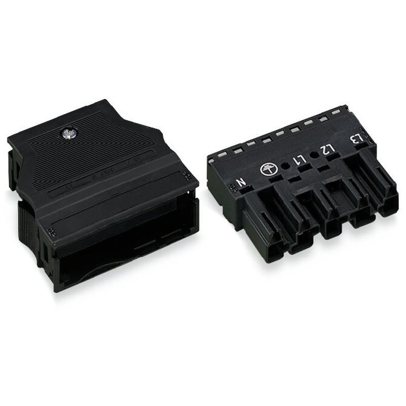 WAGO 770-115 WINSTA MIDI Stecker 5-polig 25 A schwarz mit Zugentlastung