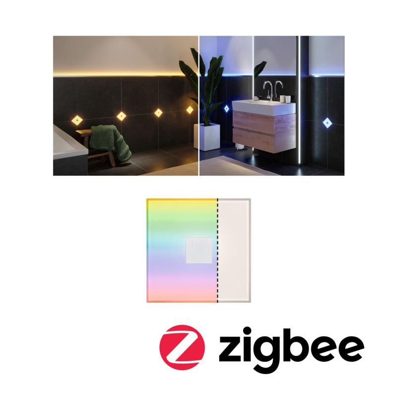 Paulmann 78414 LumiTiles LED Fliesen Square Einzelfliese 100x10mm 0,8W dimmbar modern Regenbogen/ Weiß+ Weiß Kunststoff/Aluminium