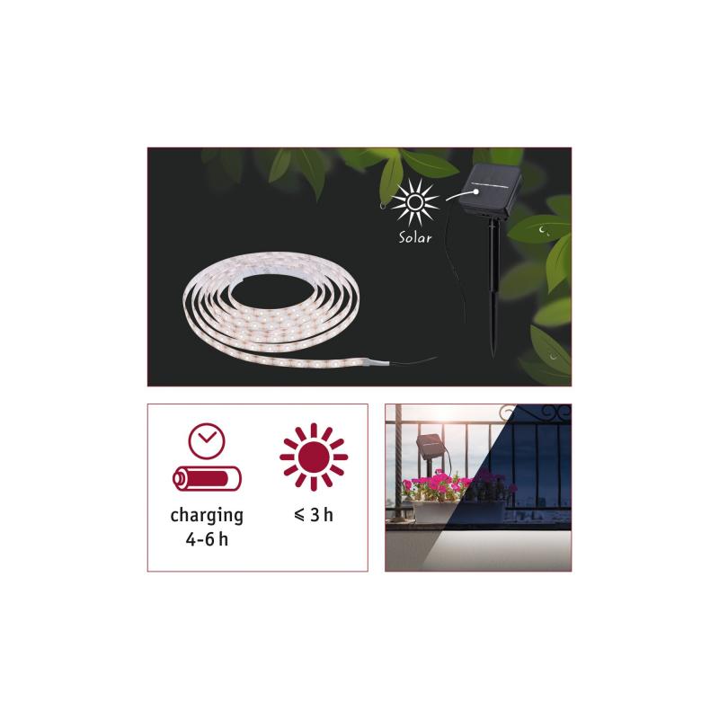 Paulmann 78896 3 Meter Solar LED-Streifen warmweiß Dämmerungssensor Akku IP44