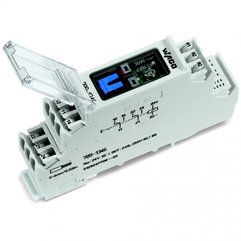 WAGO 789-1346 Relais-Baustein 24 V DC 2 Wechsler 8 A mit Handbedienung