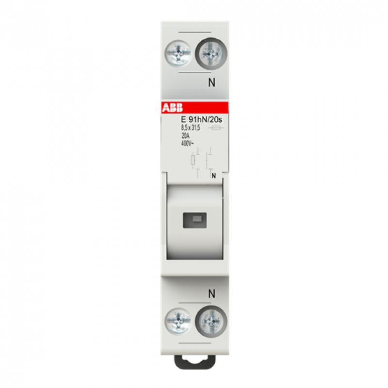 ABB E 91HN/20S Sicherungshalter, 1+N Pol, 20A für Sicherungseinsatz 8,5 x 31,5mm mit Sicherungsüberwachungsanzeige