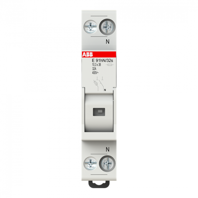 ABB E 91HN/32S Sicherungshalter, 1+N Pol, 32A für Sicherungseinsatz 10,3 x 38mm mit Sicherungsüberwachungsanzeige