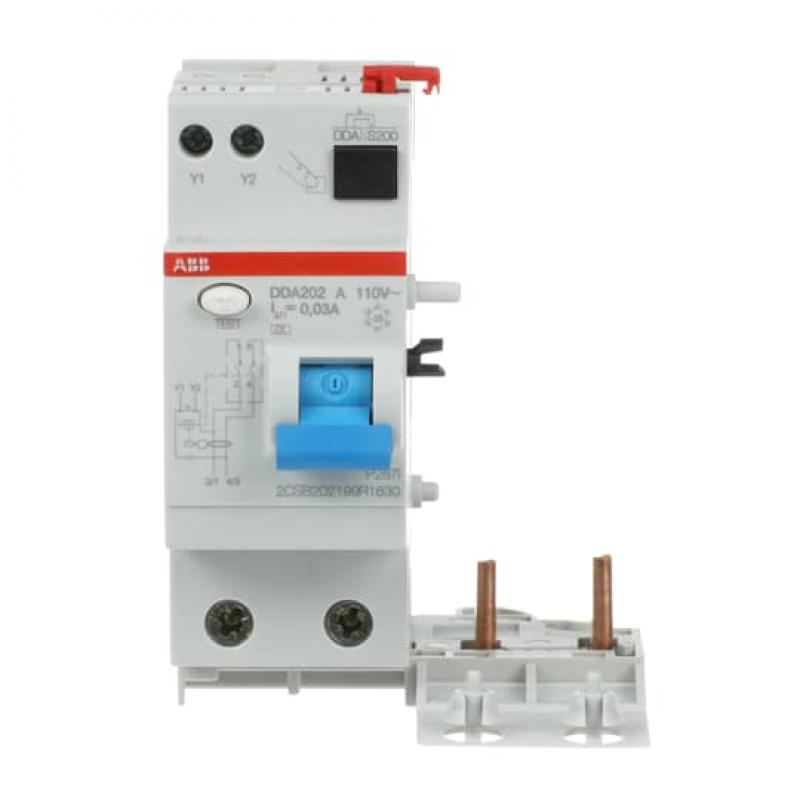 ABB DDA202 A-63/0.03 110V FI-Block Typ A 110V RCU, 2P, 63A, 30mA, f.110V AC-Netz