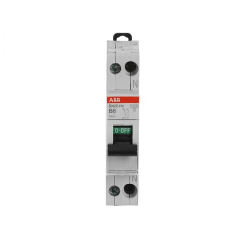ABB SN201 M-B6 Sicherungsautomat B-Char., 10 kA, 6 A, 1P+N Neutralleiter rechts