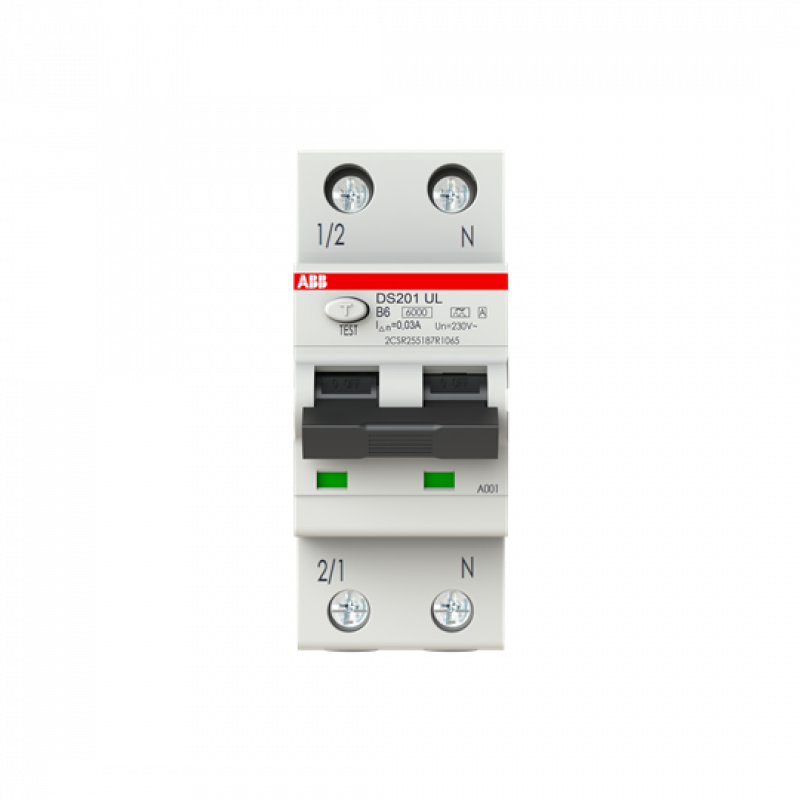 ABB DS201 B6 A30 UL FI/LS UL/CSA Zulassung 6kA, 1P+N, Typ A, B 6, 30mA