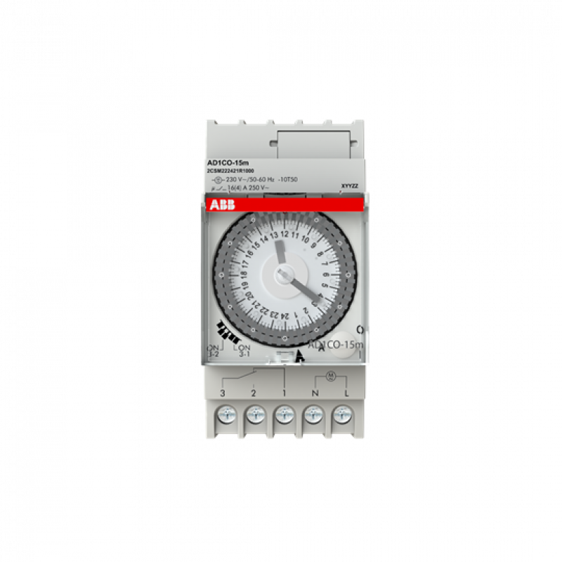 ABB AD1CO-15m Analoge Zeitschaltuhr Tagesprogramm 15-min-Takt, 1 Wechsler 230 V AC