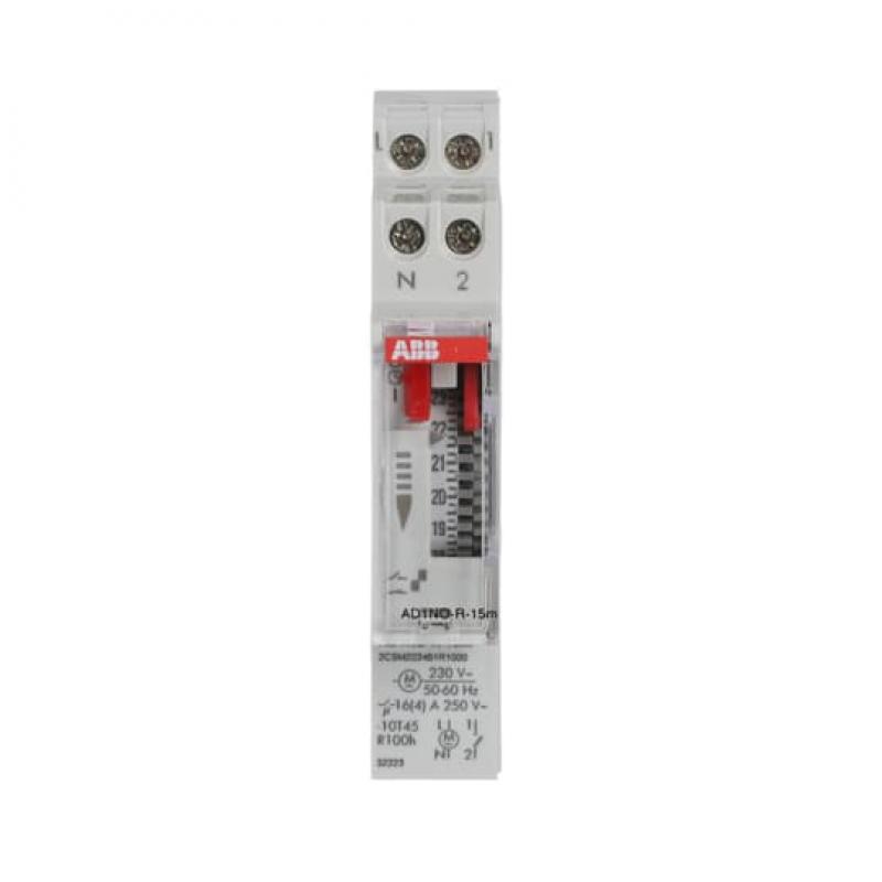 ABB AD1NO-R-15m Analoge Zeitschaltuhr Tagesprogramm 15-min-Takt, 1 Schließer 230 V AC, mit Gangreserve