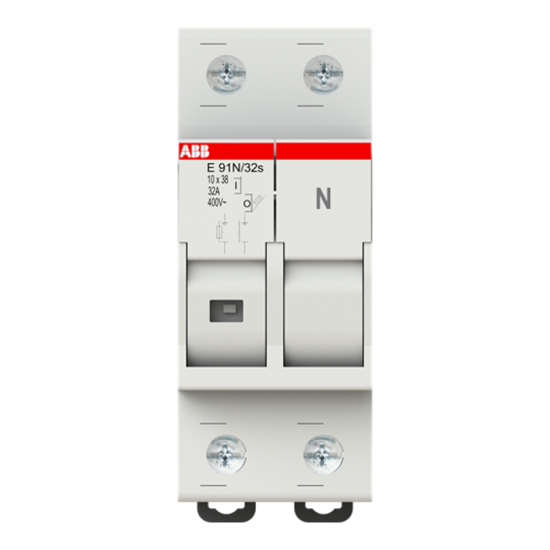 ABB E 91N/32s Sicherungs-Trennschalter, 1+N Pol, 32A für Sicherungseinsatz 10,3 x 38mm AC-22B mit Sicherungsüberwachungsanzeige