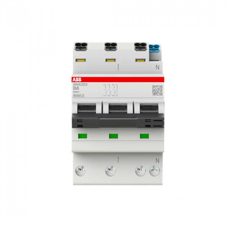 ABB SNX203-B6 Sicherungsautomat B-Char., 6KA, 3P+N, 6 A FlexLine Push-in Technologie