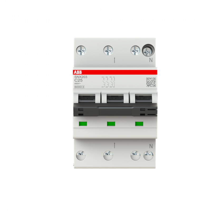ABB SNX203-C25 Sicherungsautomat C-Char., 6KA, 3P+N, 25 A FlexLine Push-in Technologie