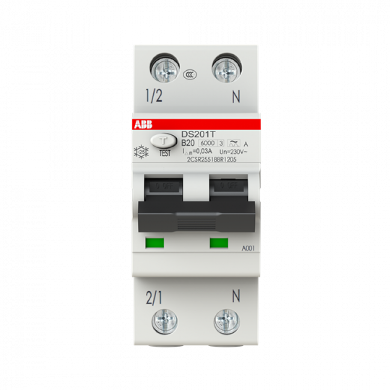 ABB DS201T B20 A30 FI/LS-Schalter 6kA, 1P+N, Typ A, Bahn, B20, 30mA