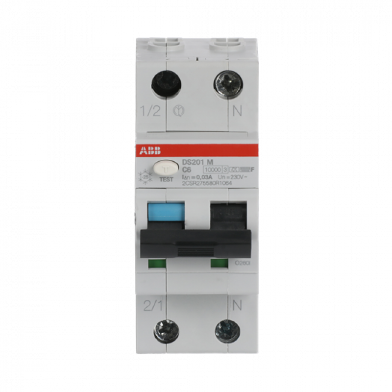 ABB DS201 M C6 F30 FI/LS-Schalter 10kA, 1P+N, Typ F, C 6, 30mA
