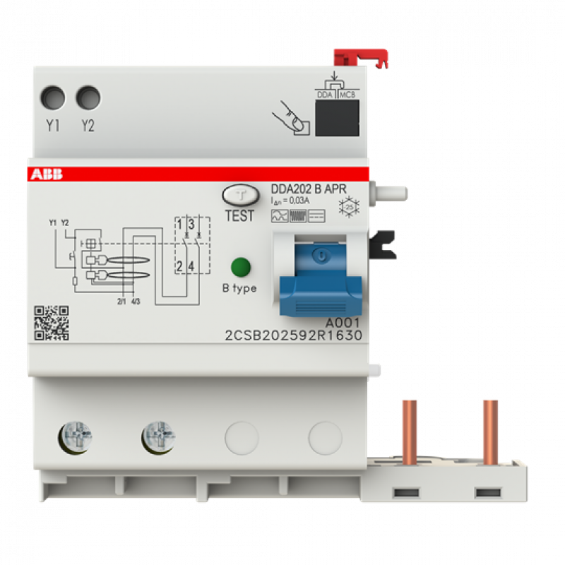 ABB DDA202 B-63/0.03 AP-R FI-Block für S202/S302 2P, allstromsensitiv, 63A, 30mA