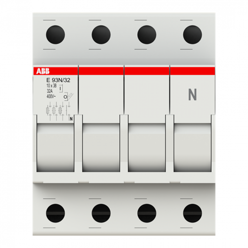ABB E 93N/32 Sicherungs-Trennschalter. 3+N Pol, 32A für Sicherungseinsatz 10,3 x 38mm (AC-22