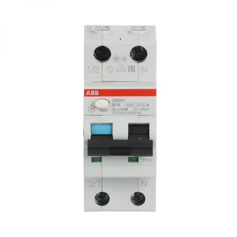 ABB DS201 B16 A300 FI/LS-Schalter 6kA, 1P+N, Typ A, B 16, 300mA