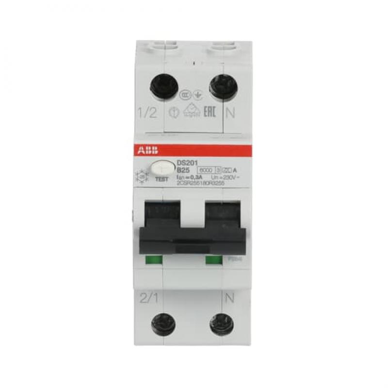 ABB DS201 B25 A300 FI/LS-Schalter 6kA, 1P+N, Typ A, B 25, 300mA