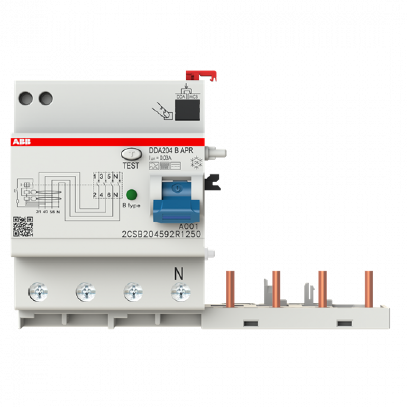 ABB DDA204 B-25/0.03 AP-R FI-Block für S204 4P, allstromsensitiv, 25A, 30mA