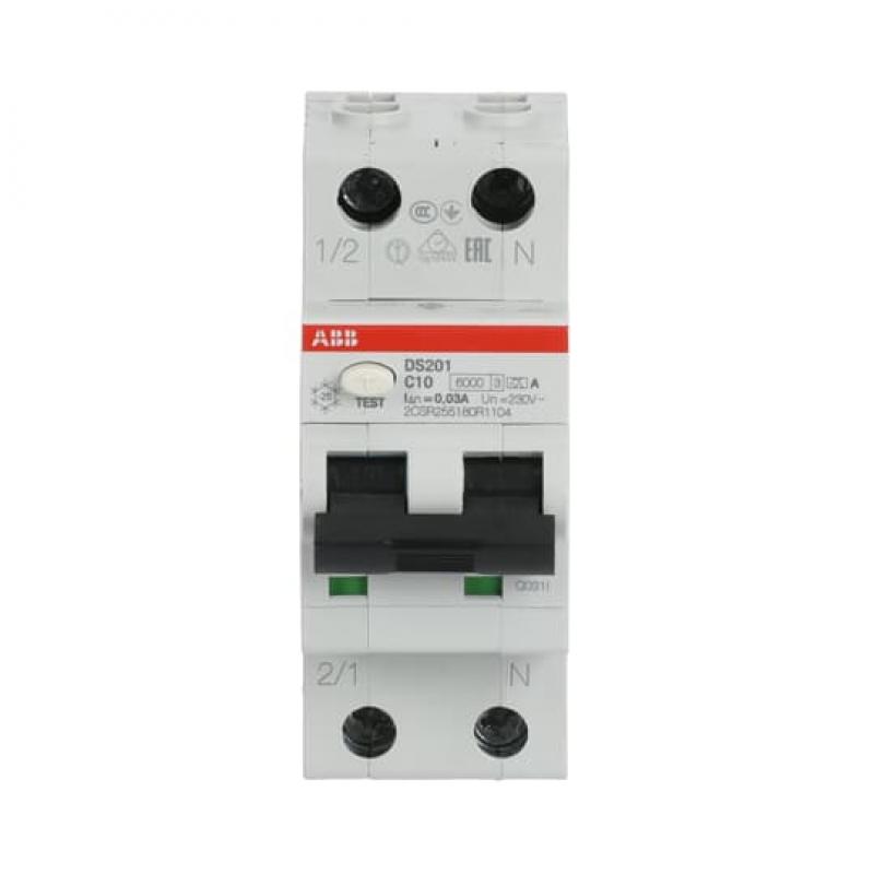 ABB DS201 C10 A30 FI/LS-Schalter 6kA, 1P+N, Typ A, C 10, 30mA