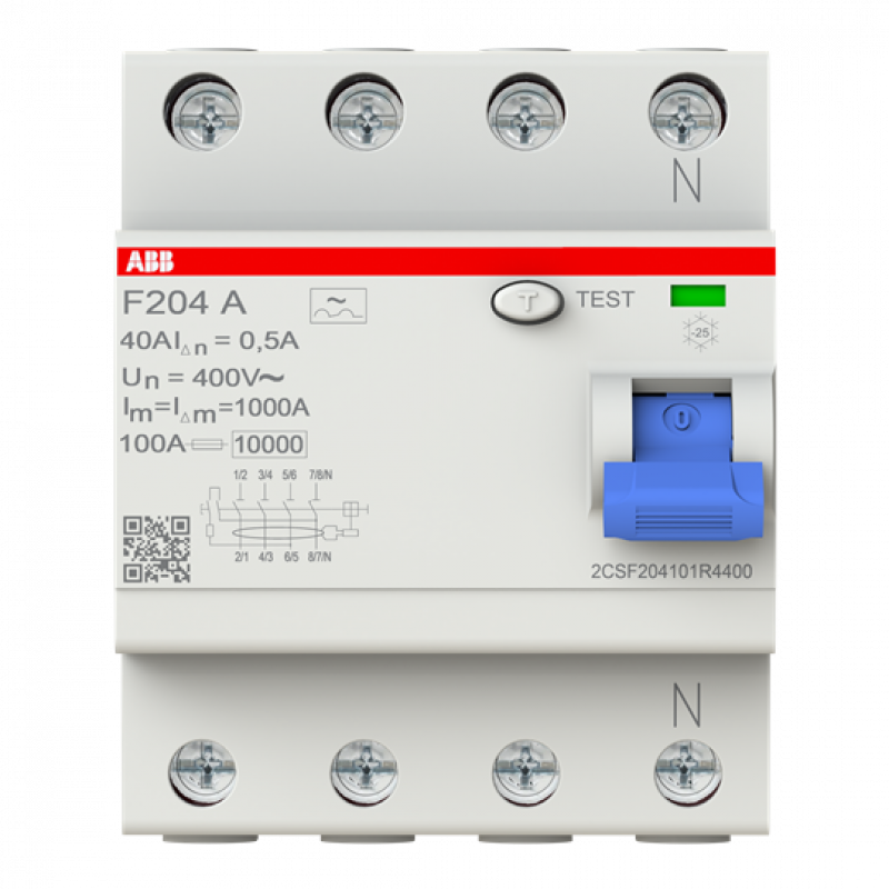 ABB F204 A-40/0.5 FI-Schutzschalter 4P, Typ A, 40A, 500mA