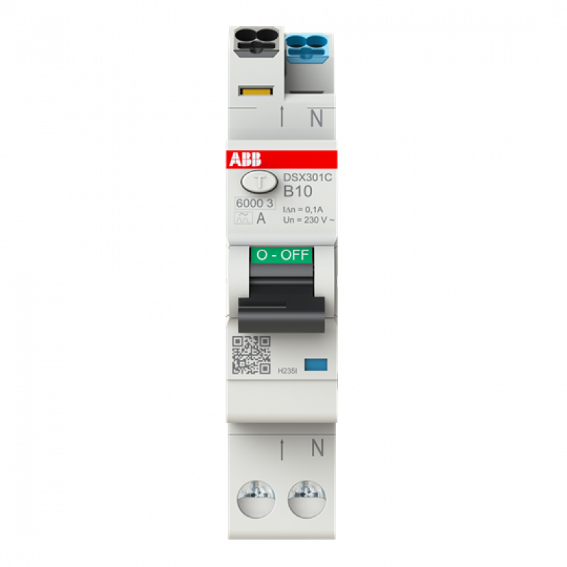 ABB DSX301C B10 A300 FI/LS-Schalter Typ A, 300 mA, 6 kA, 1P+N, B-Char., 10 A FlexLine Push-in Technologie 1 Teilungseinheit