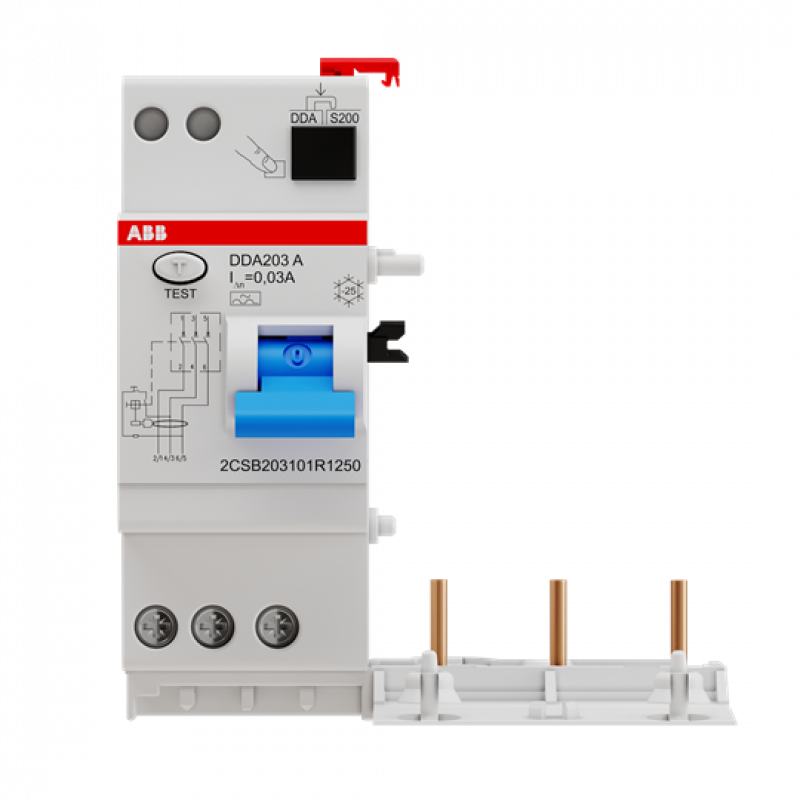 ABB DDA203 A-25/0.03 FI-Block für S203/S303 3P, Typ A, 25A, 30mA