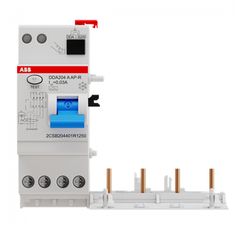 ABB DDA204 A-25/0.03 AP-R FI-Block für S204/S304 4P, Typ A, 25A, 30mA, kurzzeitverzögert