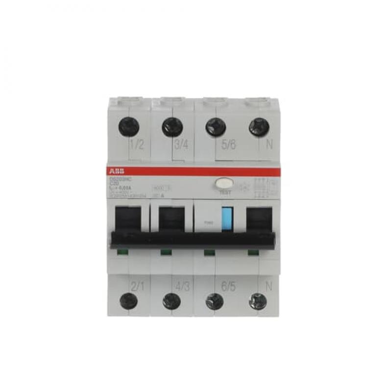 ABB DS203NC C20 A30 FI/LS-Schalter 6kA 3P+N Typ A, C 20, 30mA 6kA IEC/EN 61009, 10kA IEC/EN 60947-2